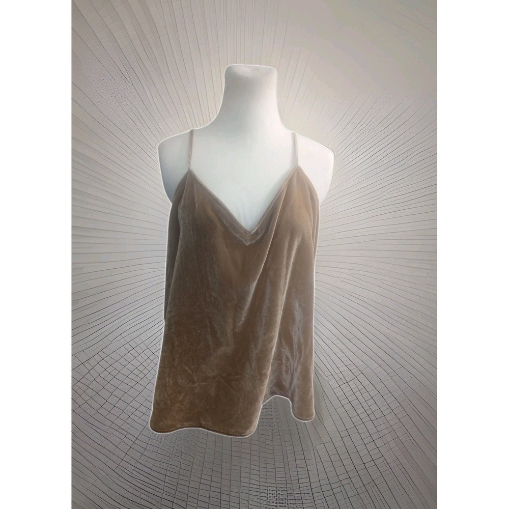 Ann Taylor Sleeveless Tops Velvet Cami Y2K Fairy Strap V- Neck Size M Biege